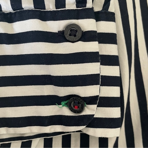 Tommy Hilfiger Striped Button-Front Shirt Dress w/ Green Pleated Skirt XXS - Picture 4 of 8